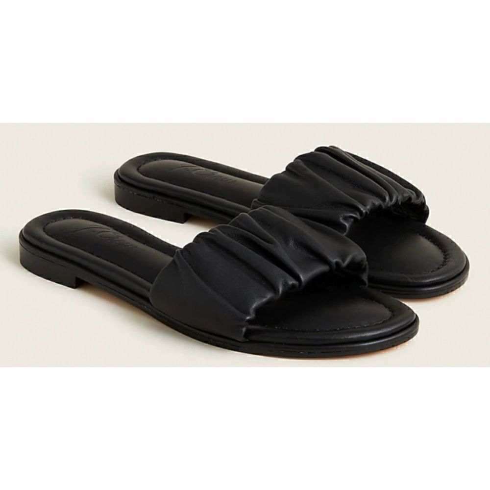 J. Crew black leather Delta single strap crunchier sandal size 7 / like New